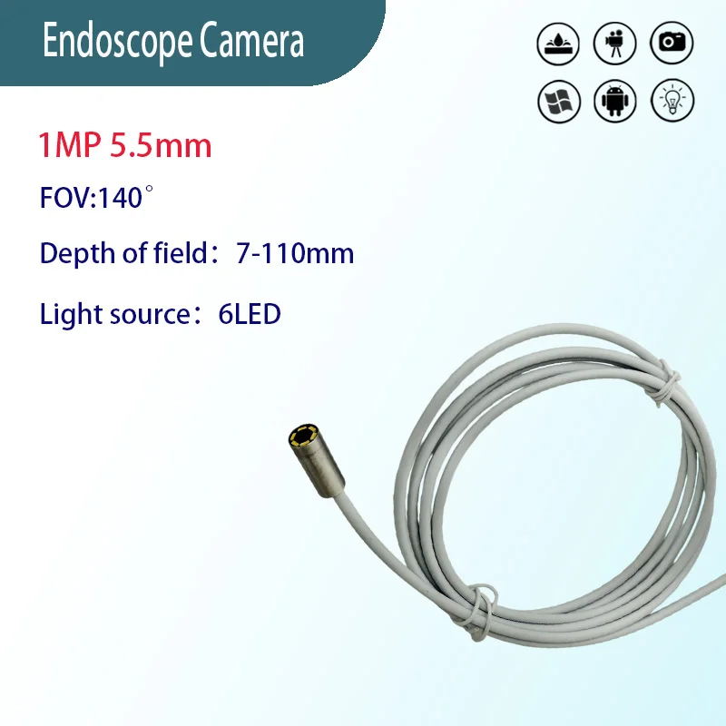 

1MP 5.5mm 140° wide angle industrial endoscope camera for industrial pipeline inspection 1.5m Type-C soft wire endoscope camera