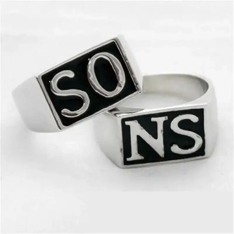 TV Sons of Anarchy SOA Cosplay SONS Rings SO NS Silver Golden Mayans MC Steampunk Hip Hop Ring Unisex Jewelry Accessories Props