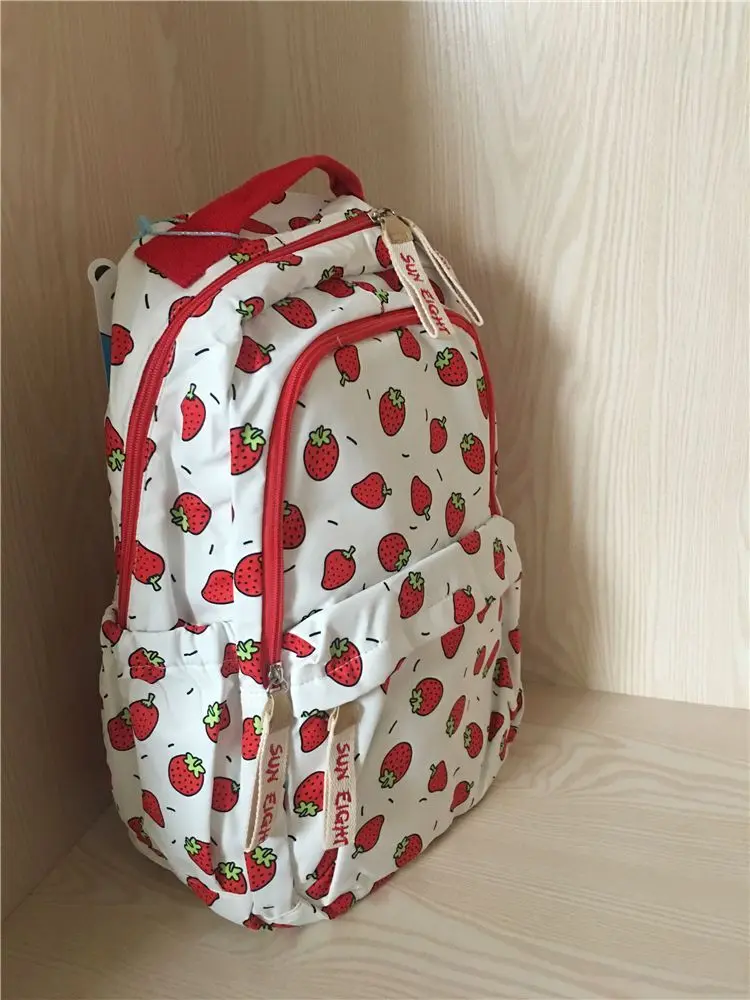 Casual Kawaii Strawberry Print  Backpack Preppy Style Big Capacity Handbag Fashion School Travel Backpack