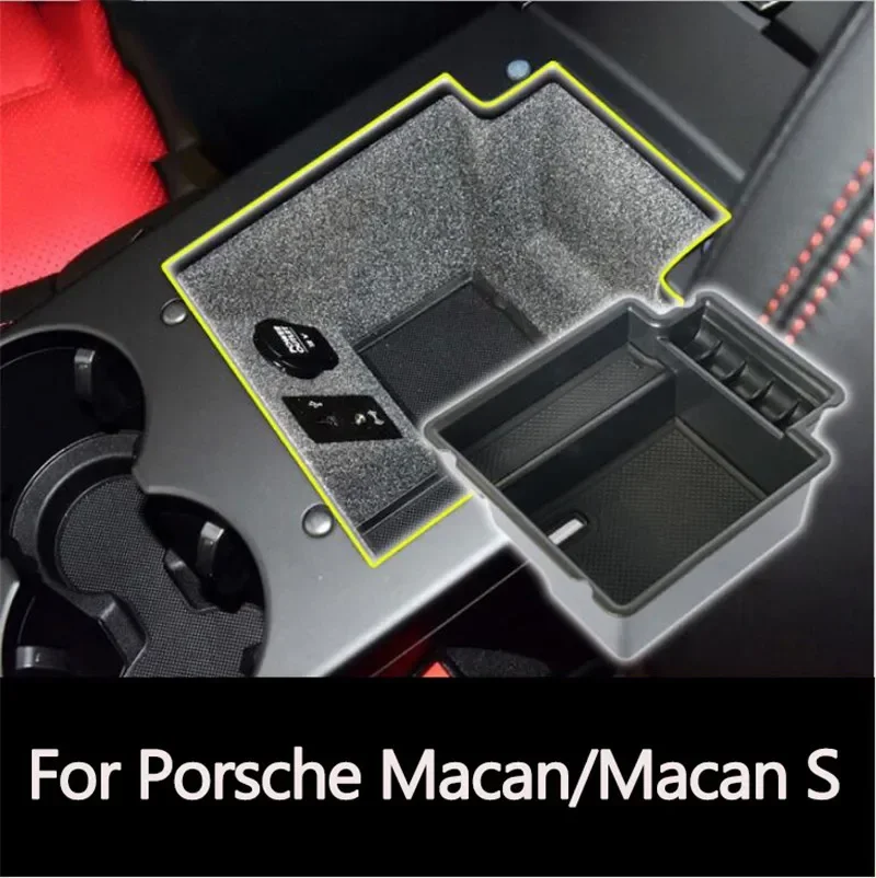 Automobile Armrest Storage Box For Porsche Macan Macan S 2014-2019 Center Console Container Storage Organizer Accessories