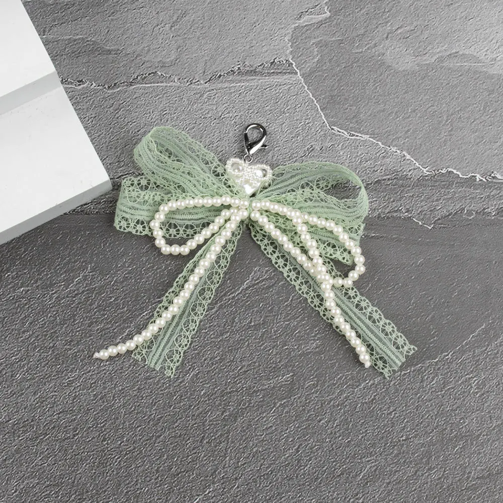 Lace Bow Keychain Sweet Shoe Buckle Decor Pearl Bag Pendant Charming Shoe Charm Accessories For Gift Girls Accessories Bag