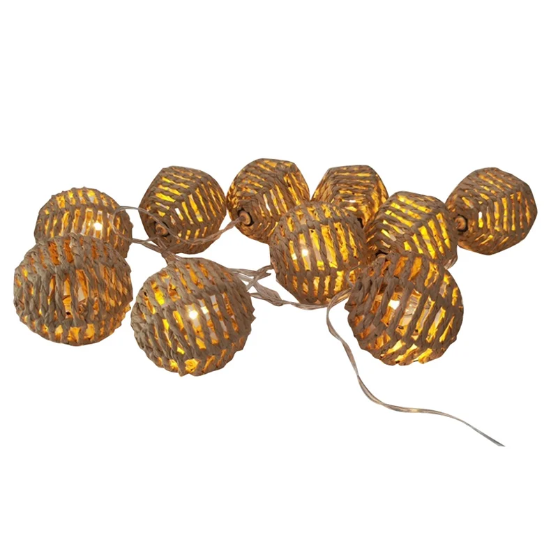 2.5M 10LED Paper Rattan Ball Light Decoration Christmas Festival Light String Light String Pendant Braided Light String