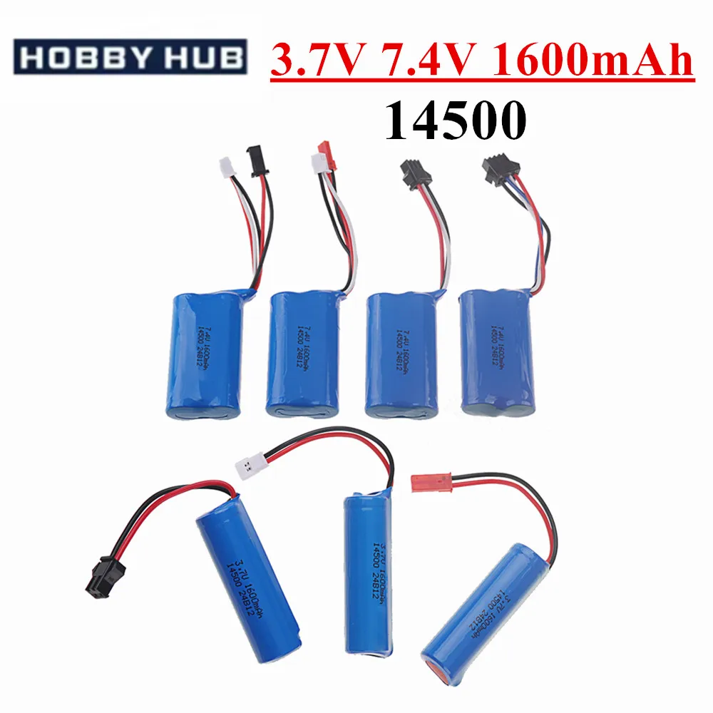 14500 1S 2S 3.7V 7.4V 1600mAh Li-ion Battery For Electric Toys water bullet gun toys accessory Battery with SM JST SM3P SM4P