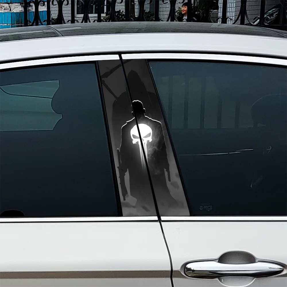 Terrible Punisher Skull Car Stickers Auto B Pillar Waterproof Decoration Cover Scratches Sunscreen Car Doors Pillar Vinyl Decals - Image 5