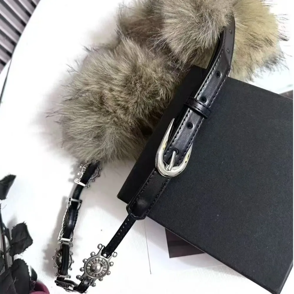 شخصية بولي Leather الجلود الجلود الفراء حزام فو الفراء الشرير أفخم حزام الكورية نمط تنوعا Y2K حزام الإناث/الفتيات