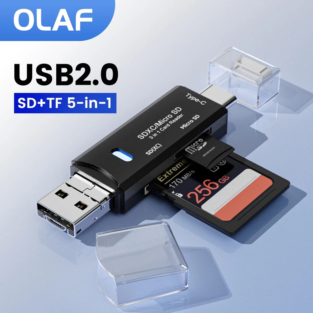 Olaf USB 2.0 Card Reader Micro SD TF Memory Card Reading Adapter High Speed Type C Card Reader For Phone PC Laptop Accessories