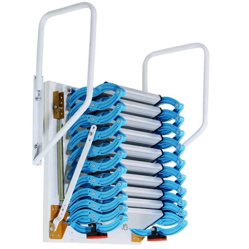 ！@Foldable Telescopic Stair Ladder with Stainless Steel & Galvanized Steel Modern Design for Villa Use Customizable Size view 2