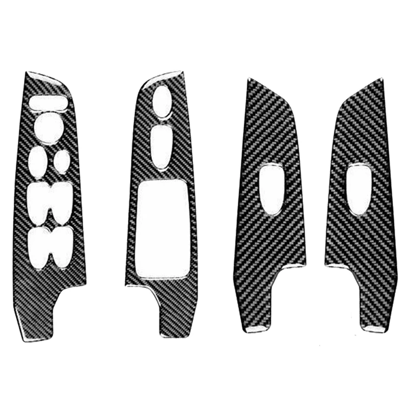 4Pcs Carbon Fiber Window Switch Panel Trim Cover For Honda Civic 8Th 2006-2011 Replacement