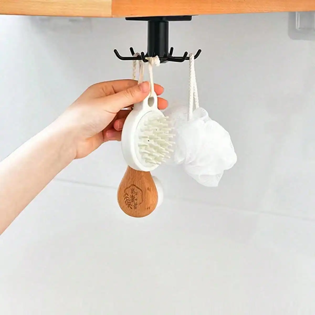1 Nicht poröser Drehhaken, Spatel, Löffel, Küchenutensilien, selbstklebender Wandhaken