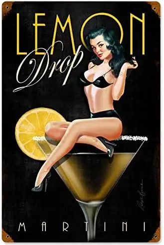 Lemon Drop Vntge Metl Tn Sgns 8 x 12 nch for Resturnts Shop ndoor Home Wll Decor Sgn Plque Poster Sexy