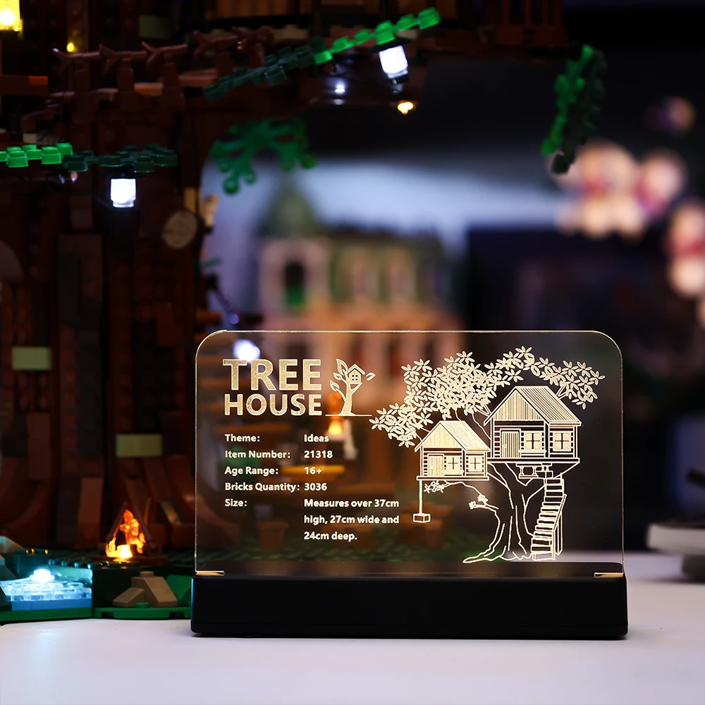 

Технические детали, акриловая доска с дисплеем, табличка с знаком для Treehouse 21318, набор строительных блоков, кирпичей, игрушек