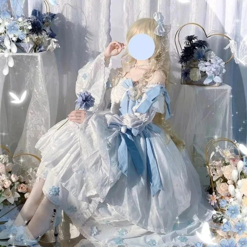 الحلو أنيقة مقوس دانتيل زهرة الورد فستان جنية اليابانية Kawaii فستان الحفلات المسائية الفيكتوري خمر لوليتا فستان الأميرة النساء #3