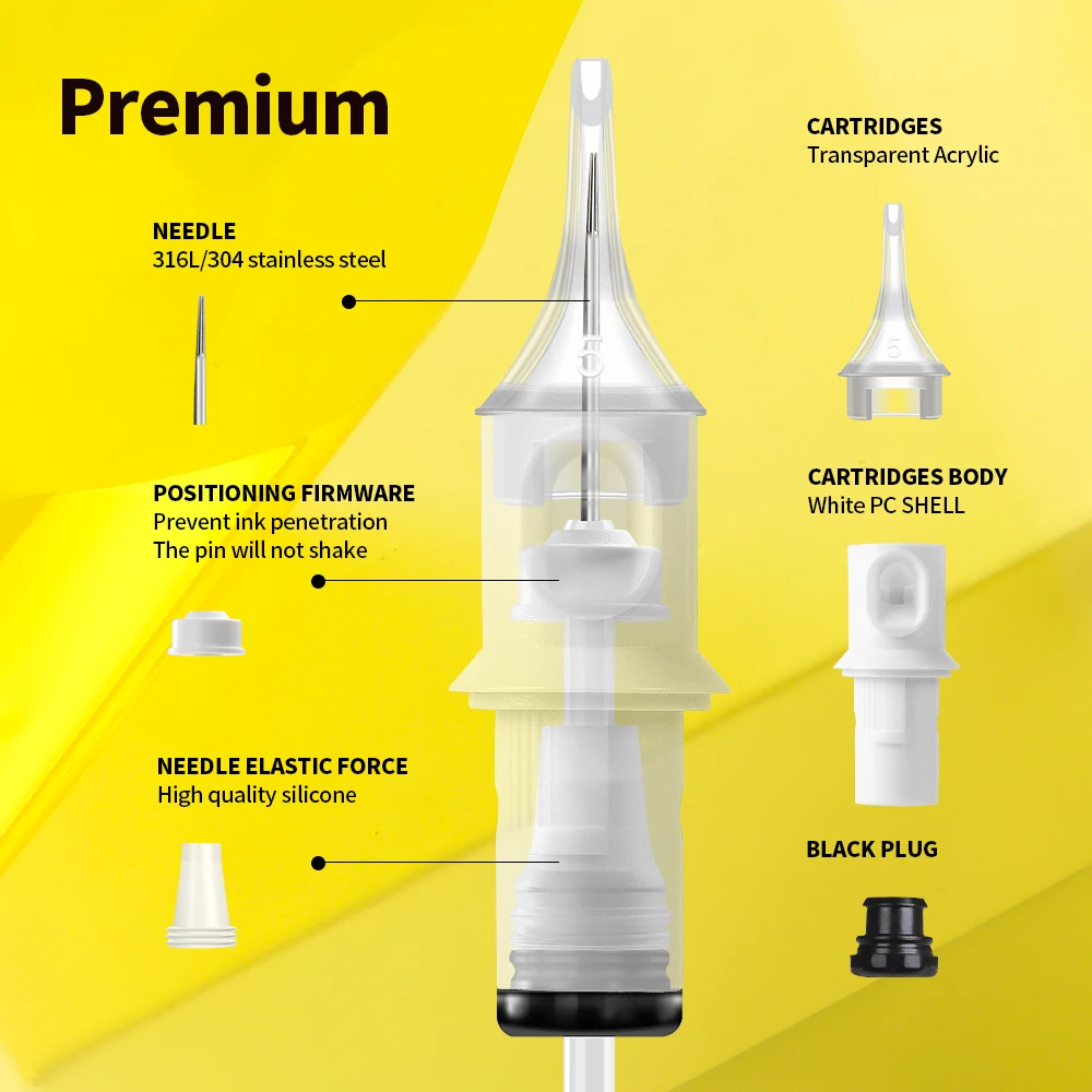Картридж одноразовый стерилизованный для тату-машинок, 0,30 мм, 50 шт.