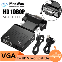 VGA to HDMI-compatible Converter 1080P Male to Female With Audio VGA to HDMI-compatible Adapter for PC Laptop HD TV Projector