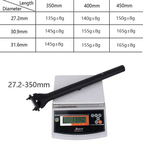 Imagen 2 del producto ELITA ONE MTB tija de sillín de fibra de carbono 27,2/30,9/31,6mm tija de sillín de bicicleta de montaña/carretera UD mate 300-450mm