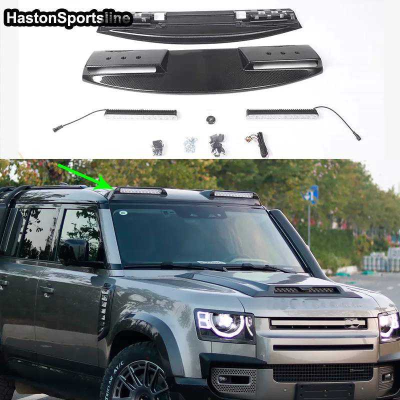 

Dry Carbon Fiber Roof LED Light Pod For LAND ROVER DEFEND 2020 2021 Top Lamp Modification Accessories Luggage Rack Off-road