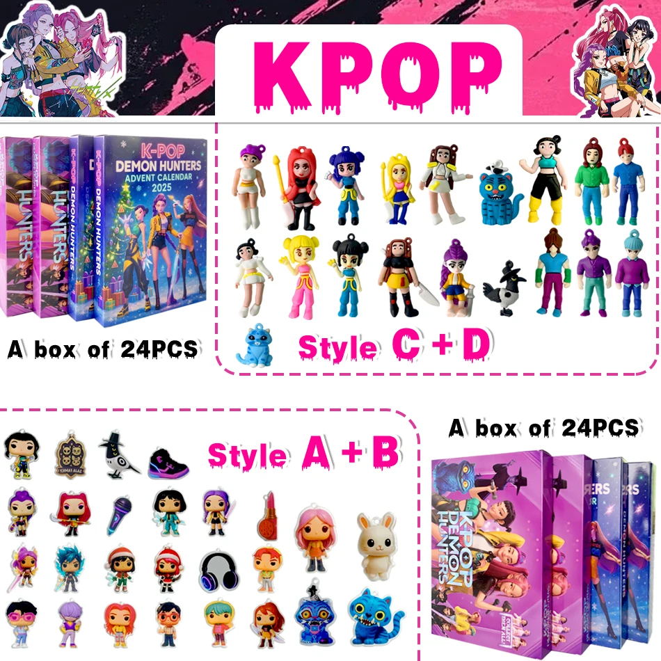 Kpop Demon Hunters Calendario de Adviento de Navidad Huntrix Rumi Mira Zoey SAJA Boys Derpy Tiger Blind Box Juguetes Decoración