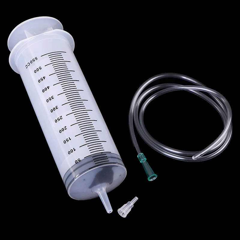 500ml CC Syringe injector Plastik Bening Jarum Suntik Sekali Pakai Besar dengan Tabung Selang