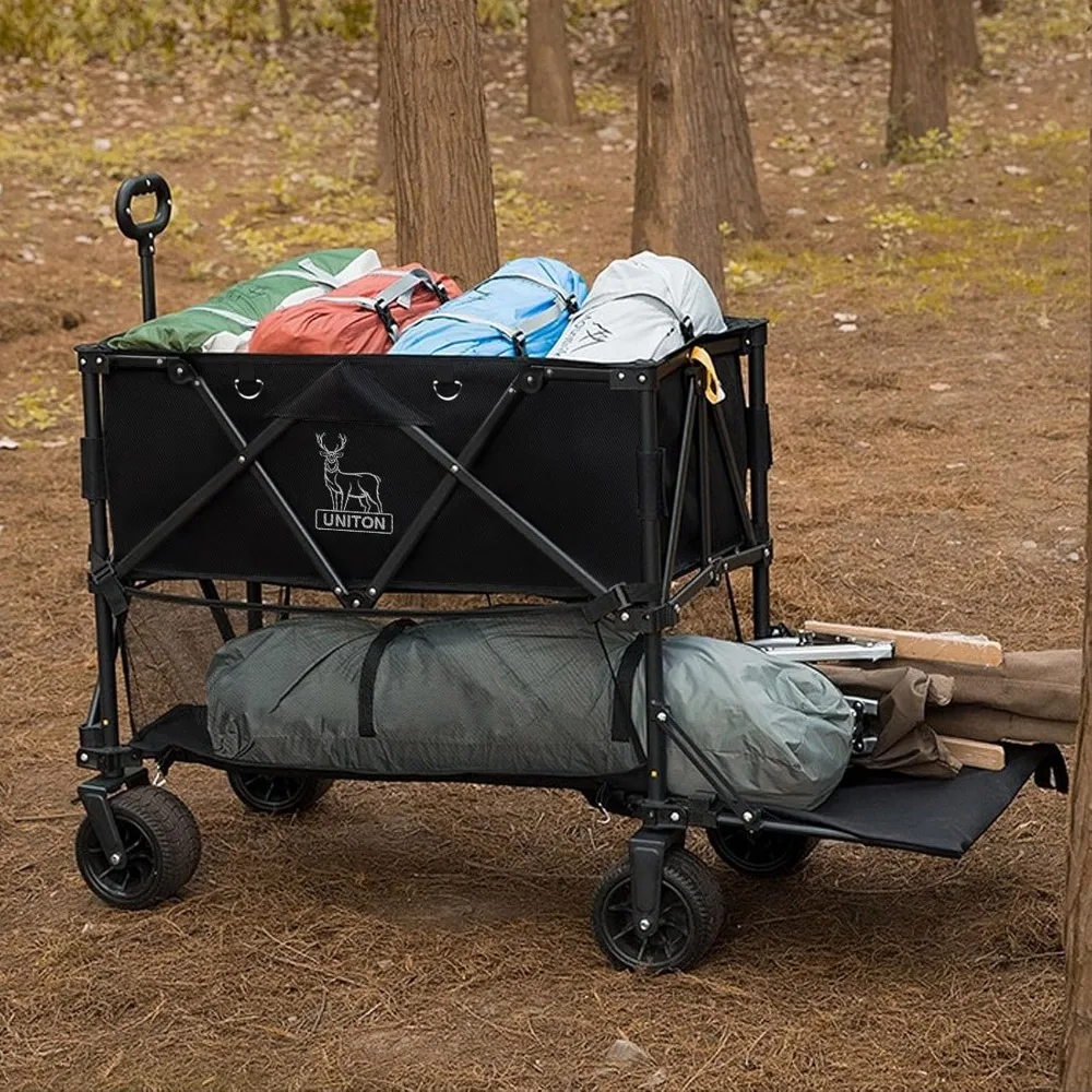 Collapsible 600lb Capacity 400L Sports Wagon with Large Wheels for Camping and Extended Utility Folding Cart