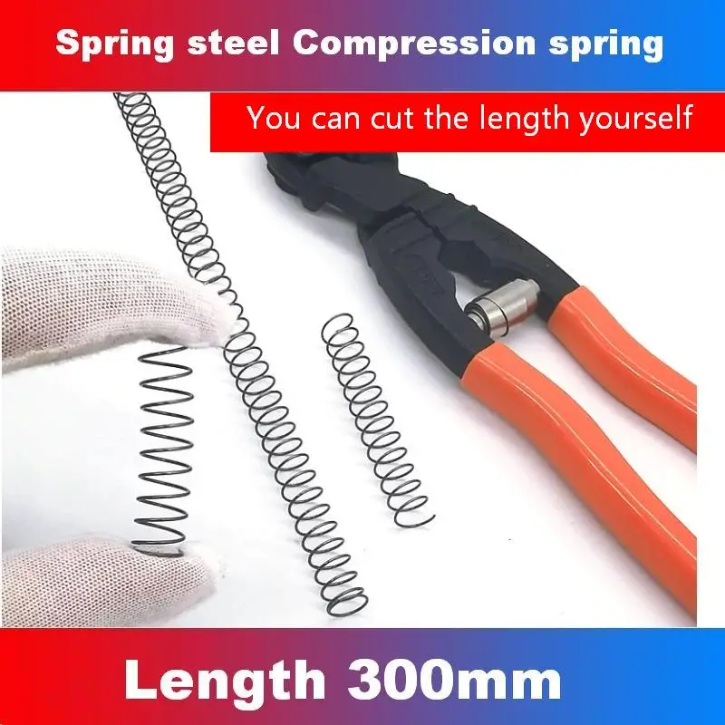 High Elastic Spring Steel Compression Springs 300mm Long Heat Treated Adjustable Cuttable Coil Springs for Machinery DIY Repair
