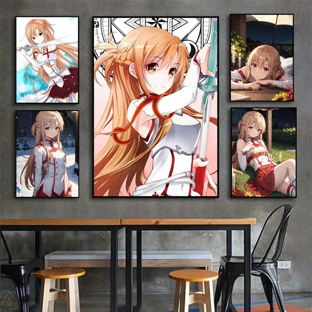 1pc Sword Art Online Asuna Poster Paper Print Home Bedroom Entrance Bar Cafe Art Painting Decoration