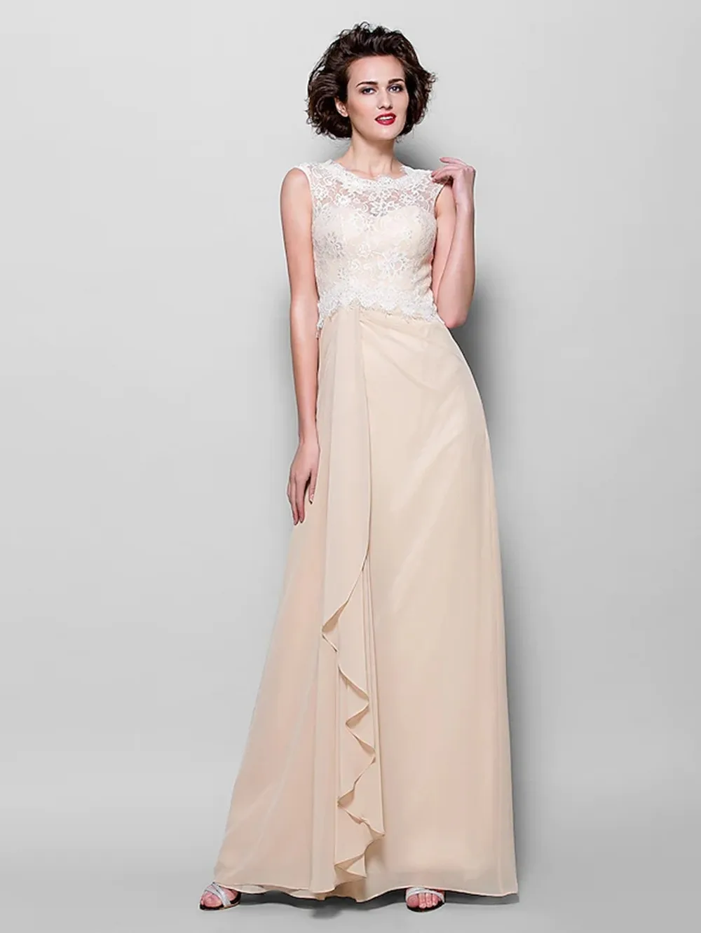 Fodero colonna madre della sposa abito elegante lunghezza del pavimento in Chiffon senza maniche 2022 Vestido De Noiva muslimex 713 0. 0 biglietti da sera