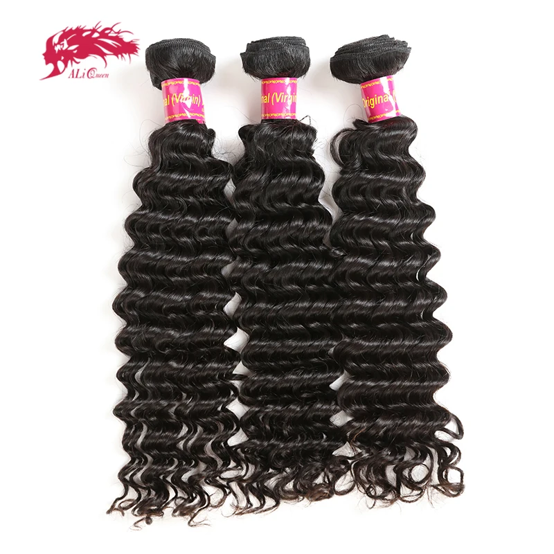 Ali Queen Hair Brazilian Deep Wave Raw Virgin Hair Extension 3/4pcs Lot 12