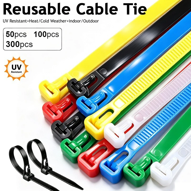 50/300Pcs Adjustable Nylon Cable Ties Self-locking Cord Ties Straps Cables Fastening plastic clamp Heat Resistant Wire Zip Tie