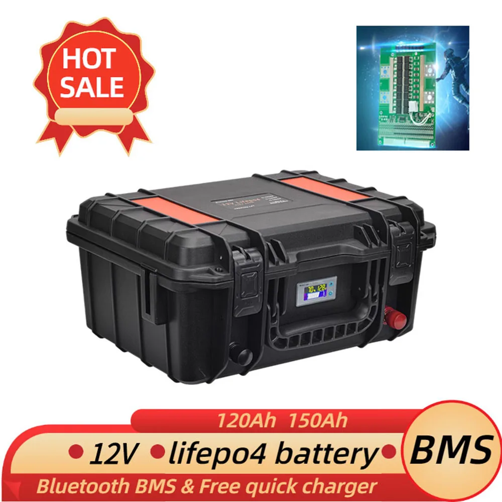 LiFePo4バッテリーパック,12V, 100Ah,充電式,BMS,36V, 100Ah, 150Ah,防水,船舶用,RV,屋外バックアップ,ソーラーインバーター
