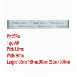 25Pin 1mm Pitch FFC FPC AWM 20624 80C 60V VW-1 A B Type Flat Flexible Cable 100mm 150mm 200mm 250mm 300mm connector