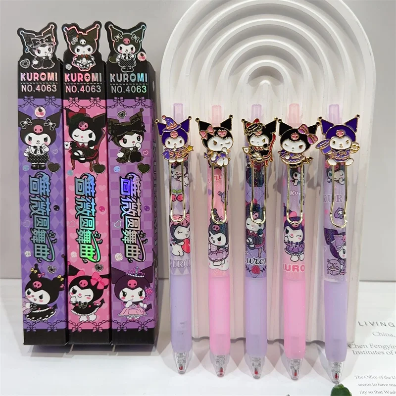 24 pcs/lot Sanrio Kawaii Kuromi Press Gel Pen Cute 0.5mm Black Ink Neutral Pens Promotional Gift Office School Supplies