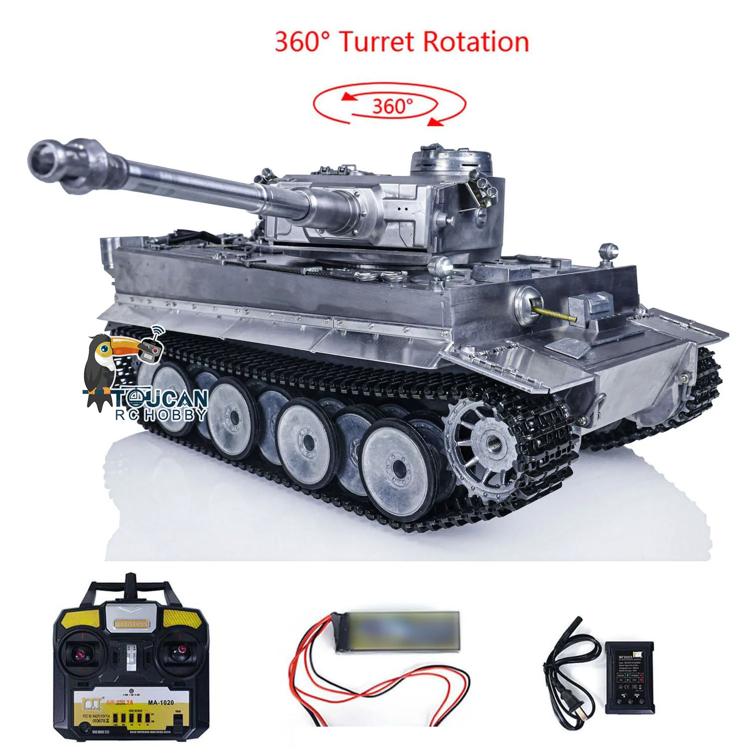 Mato Metal alemão Tiger I Panzer Veículos Brinquedos para Meninos, RTR RC Tank, Infravermelho Recoil Barril, Acabado Rádio Controle, 1/16, 1220