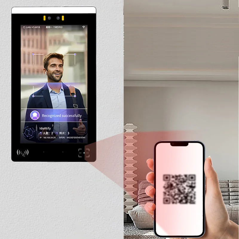 Tendcent 10.1 Dynamic NFC Punch Card Face Recognition Attendance Access Control Machine Touch Screen Night Vision Face