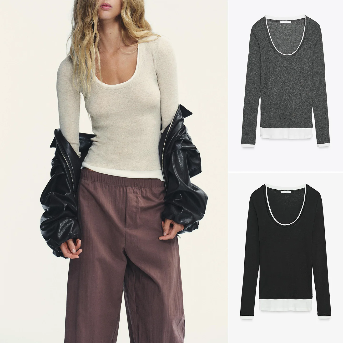 

Коврик Sle Long Sve round Ne, двухслойная облегающая футболка с эффектом, женская модная осенняя новинка, топ irt