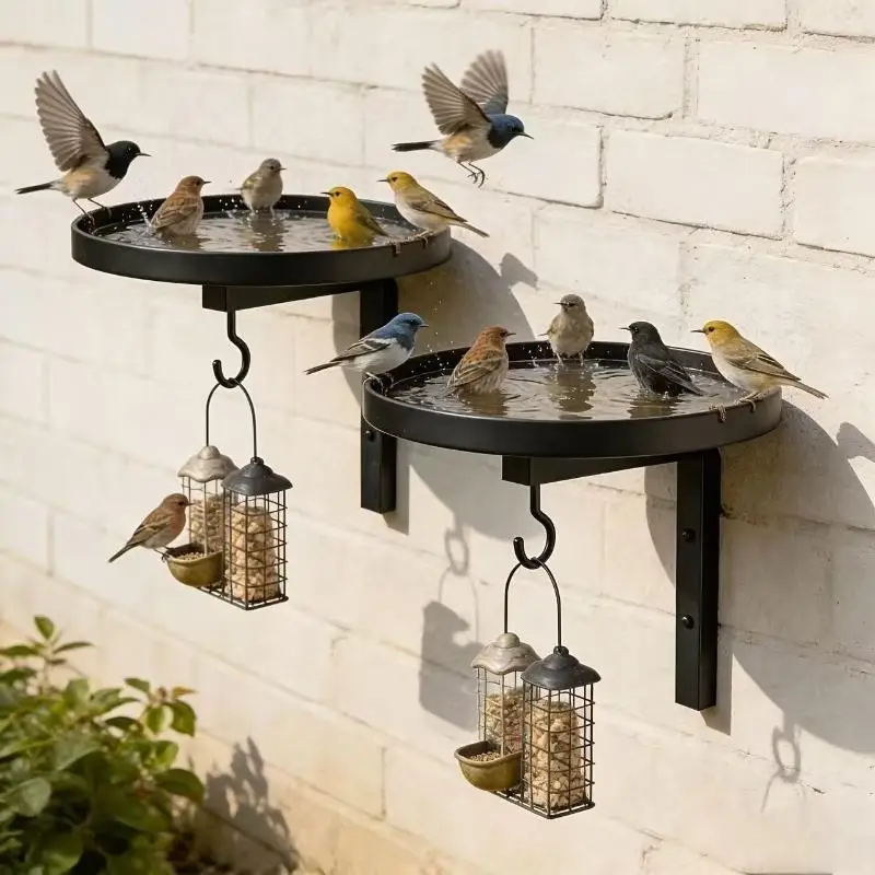 Wandmontierter Vogelfutterhaken aus Eisen für Badewannen, einfache Installation, wetterbeständig, für Terrasse, Garten, Vogelbeobachtung im Freien – Detail 14