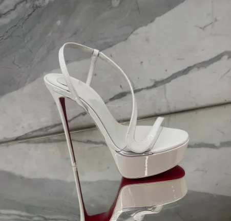Sandalias de tacón de aguja con plataforma de cuero metálico, color oro rosa, sexys, para el verano 2026, con punta abierta, de lujo, de diseñador, para fiesta, regalo.
