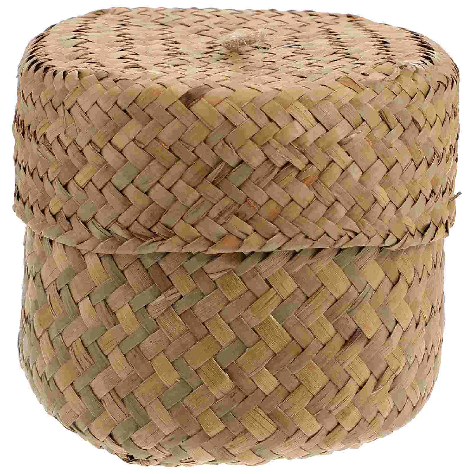 

Flower Basket Handmade Woven Storage Vases Plant Decorative Seaweed Creative Hand-woven Child Laundry Hamper with Lid