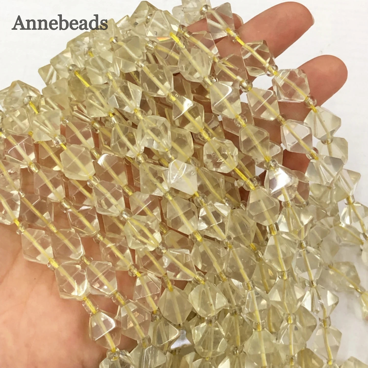 Natural Diamonds Faceted Lemon Quartzs Loose Spacer Rhombus Crystal Beads For Jewelry Making Diy Necklace Bracelet Accessorise