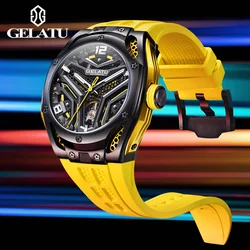 GELATU Sports Luminous Tourbillon Mens Watch Top Brand Luxury Watch Men Automatic Mechanical Skeleton Clock Reloj Hombre