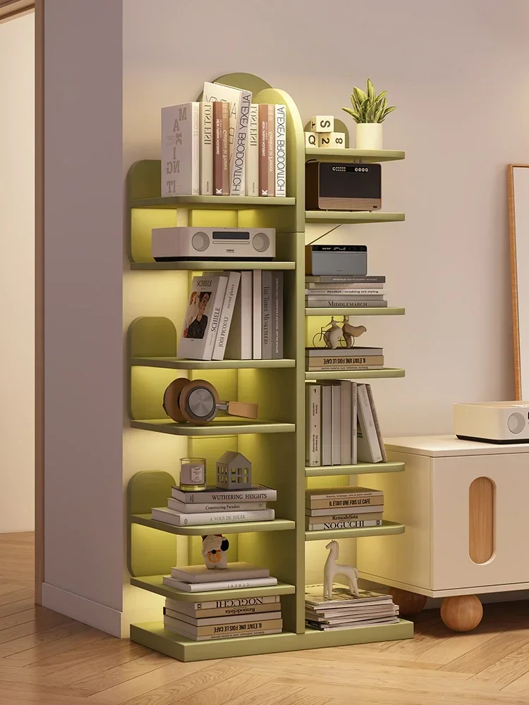 Floor-to-ceiling storage, multi-layer storage shelves, simple integrated wall-to-wall storage, bookcases