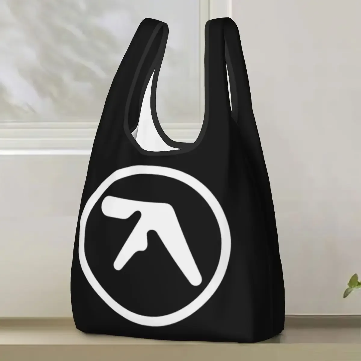Aphex Twin Creative Y2K Logo Shopping Bag Portable Tote Bags Foldable Shoulder Shopper Bag Grocery Handbag