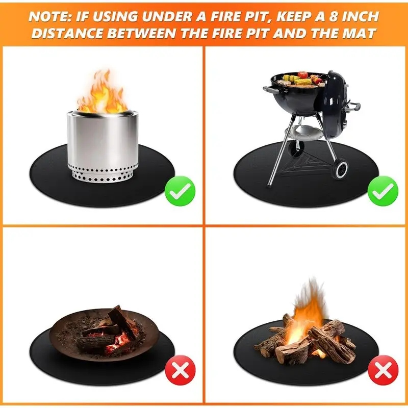 28cm Outdoor Silicone Heat Resistant Fire Mat, Non-Slip Reusable Heat Insulation Pad, Fireproof Protective Mat for Camping Stove