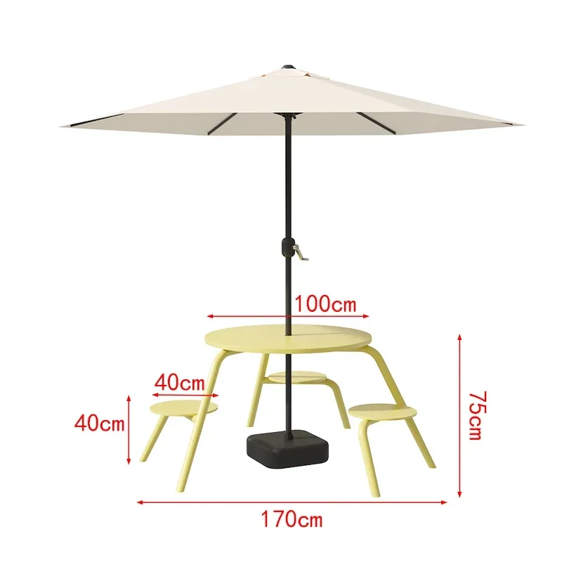 Outdoor Park One-piece Umbrella Table and Chair Combination Open-air Square Bench Sunscreen Integrated
