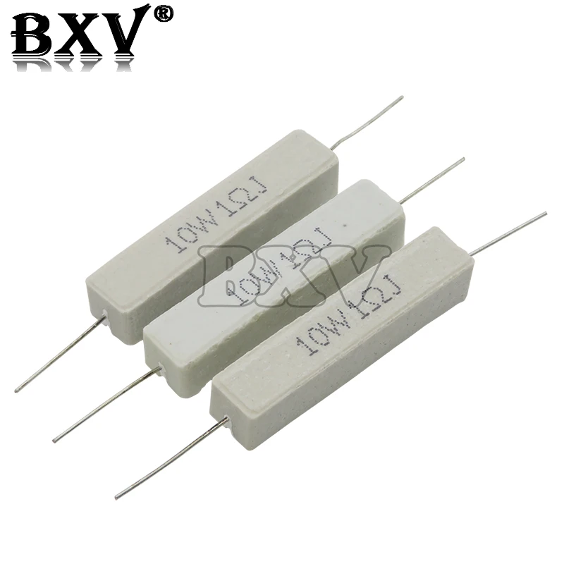10PCS 10W Cement Resistance 0.1 ~ 10k Ohm 0.33R 1R 10R 100R 0.22 0.33 1 10 100 1K 10K Ohm Cement Resistor New