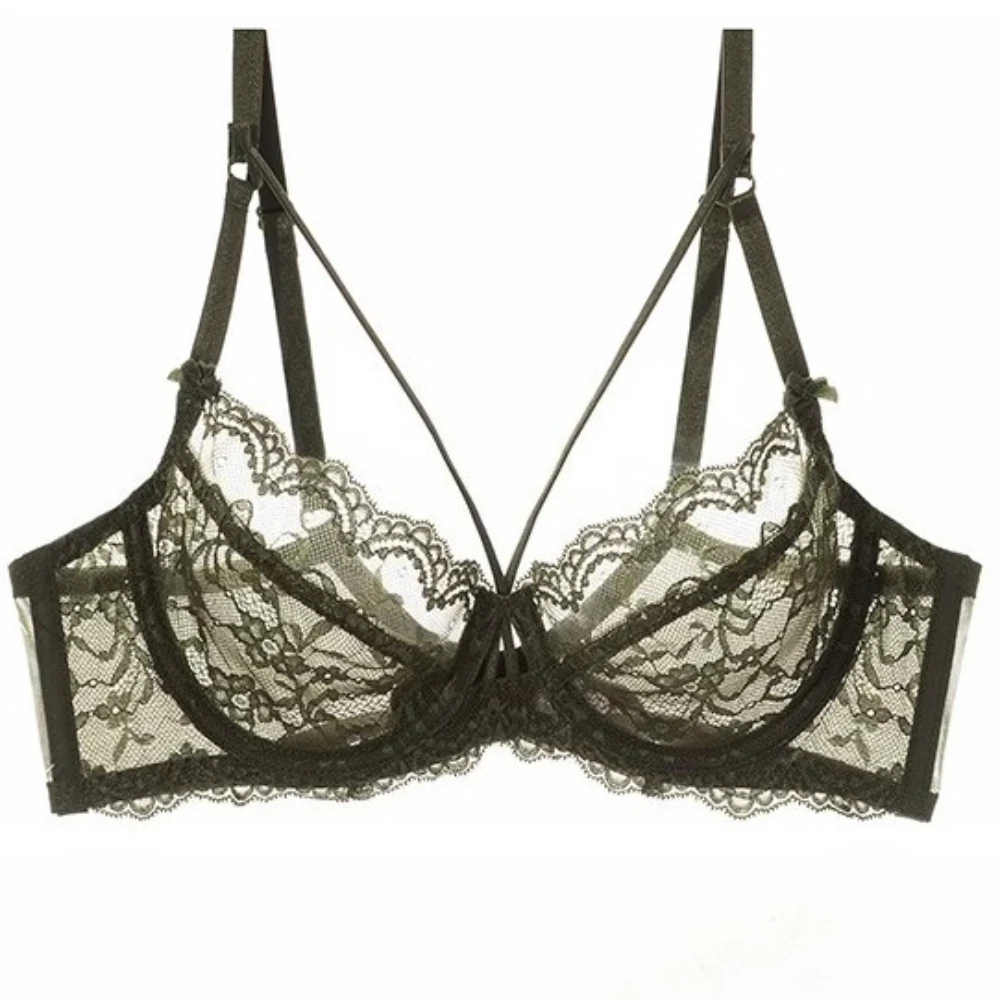 Women Ultra-Thin Lace Bra Side Flat Mouth Underwire Unpadded Soft Cups Plus Size Comfortable Daily Underwear
