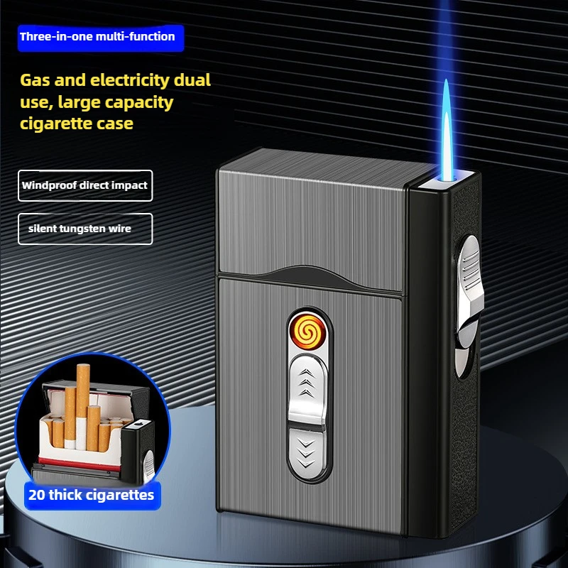 Multi-functional Cigarette Storage Cigarette Box Charging Lighter in One, 20 Coarse Cigarettes in A Whole Package Cigarette Box