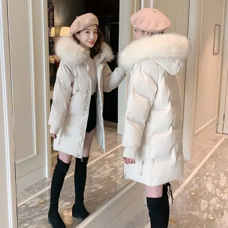 Big Fur Collar Padded Jacket Women's Mid-long 2024  Winter New Thickened Small Down Padded Jacket Jacket Explosion Coat Women