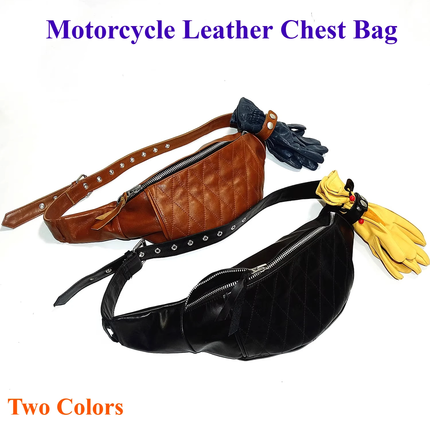 Motorcycle Genuine Leather Chest Bag Locomotive Waist Bags Motorcycle Accessories Outdoor Riding Equipmment