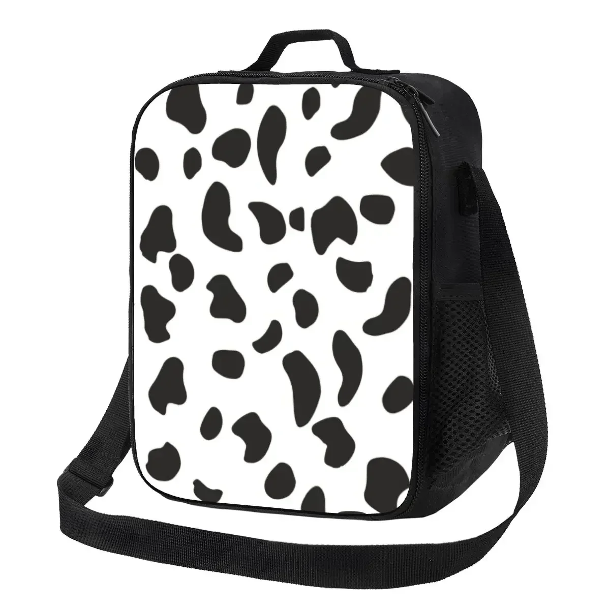 Bolsa de almuerzo con aislamiento con diseño de manchas dálmatas para carro de leopardo de lunares, caja Bento reutilizable para perro, pudín de ciruela y hoguera