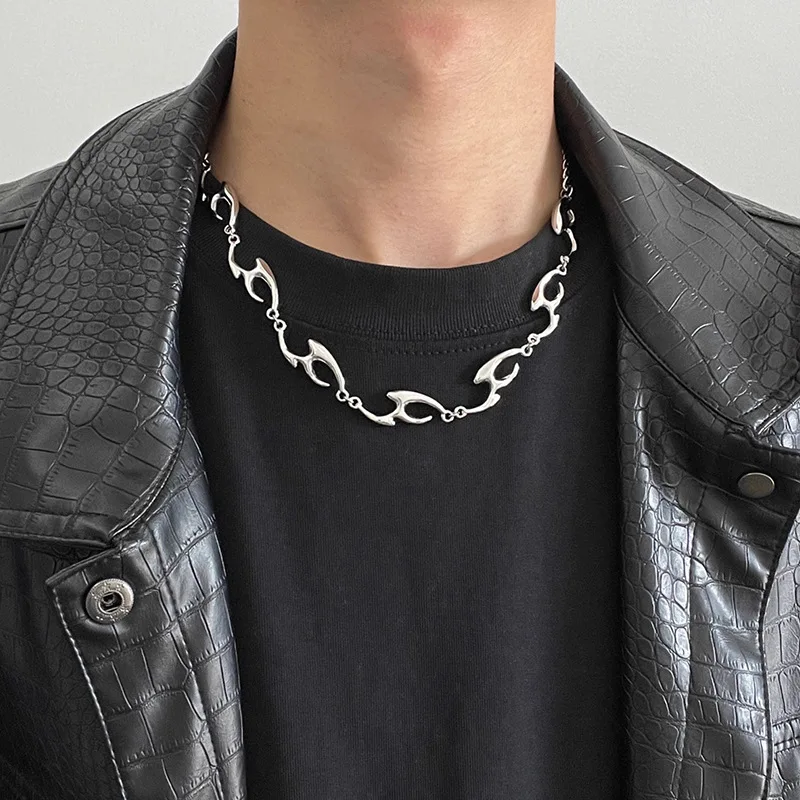 

Titanium steel necklace boys tide irregular special-shaped niche high-end design clavicle chain cold wind accessories